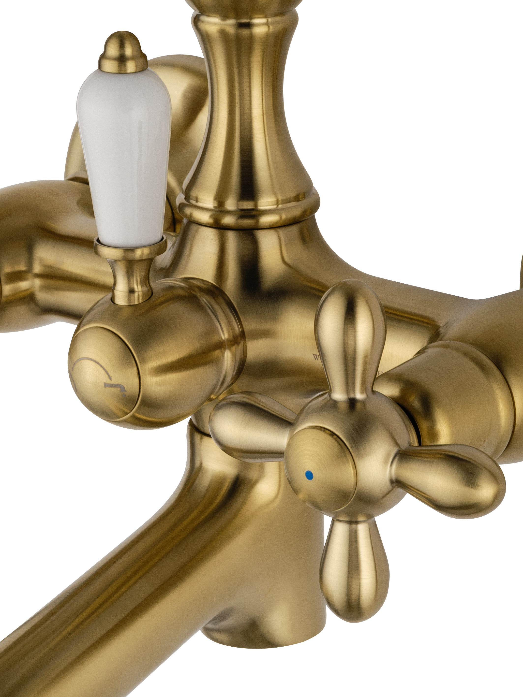 Смеситель для ванны с душем WONZON & WOGHAND RETRO, Брашированное золото (WW-88639020- BG) - Gidratop.ru изображение