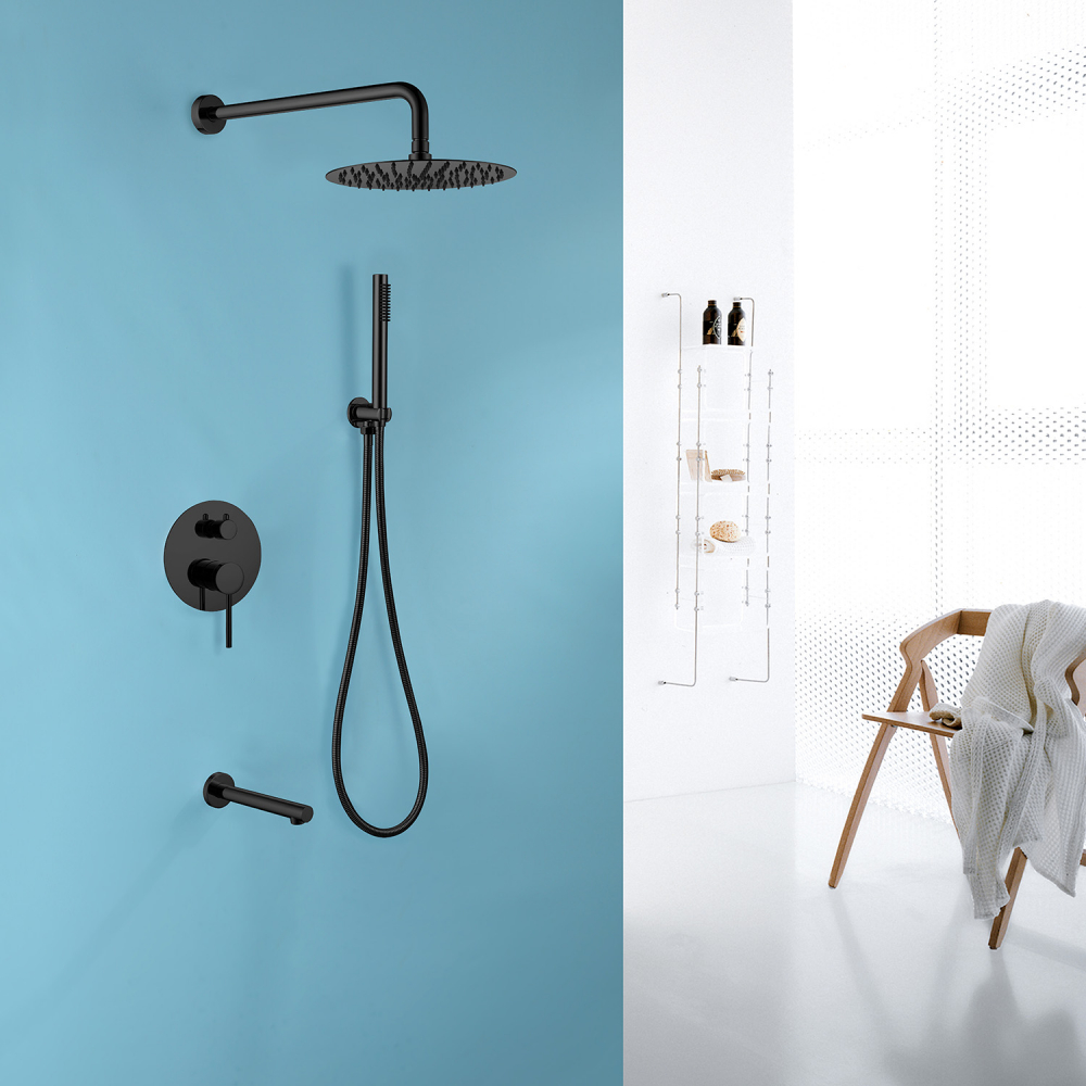 Душевая система ABBER Emotion AF8817B скрытого монтажа с изливом, черная матовая - Gidratop.ru изображение