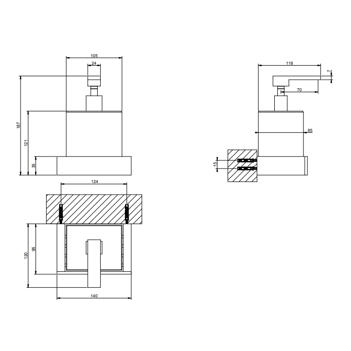 GESSI  INVERSO ACCESSORIES дозатор для жидкого мыла настенный белый, цвет: Brass Brushed PVD - Gidratop.ru изображение