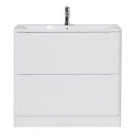 ALBANO База под раковину напольная с двумя выкатными ящиками, Bianco Lucido, 900x450x810, ALBANO-900-2C-PIA-BL - Gidratop.ru изображение