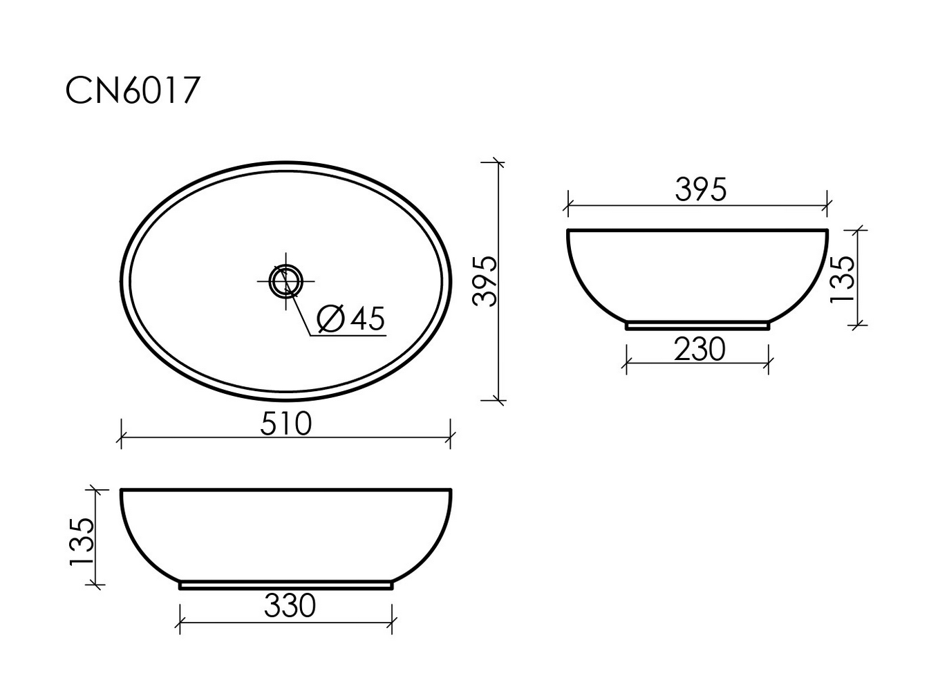 Умывальник чаша накладная овальная (цвет Белый Матовый) Element 520x395x130мм - Gidratop.ru изображение