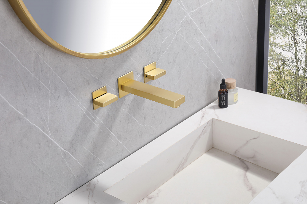 Смеситель ABBER Daheim AF82122G для раковины скрытого монтажа, матовое золото - Gidratop.ru изображение