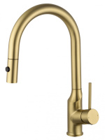 Смеситель для кухни с выдвижным изливом WONZON & WOGHAND, Брашированное золото (WW-A21252-BG) - Gidratop.ru изображение