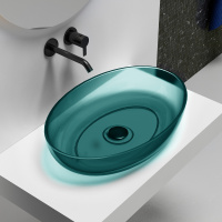 Раковина накладная прозрачная ABBER Kristall AT2801Aquamarin бирюзовая - Gidratop.ru изображение