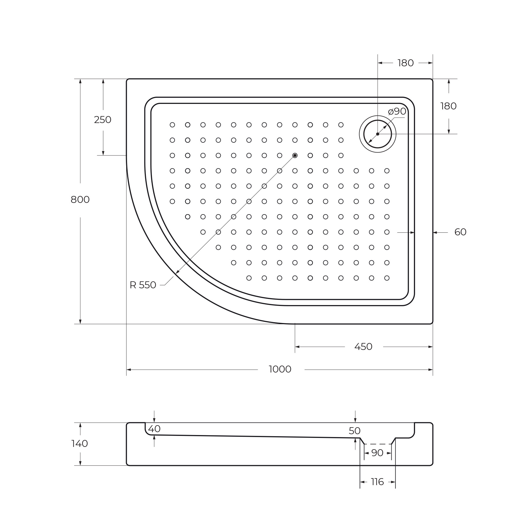 Акриловый поддон CEZARES TRAY-A-RH-100/80-550-15-W-R - Gidratop.ru изображение
