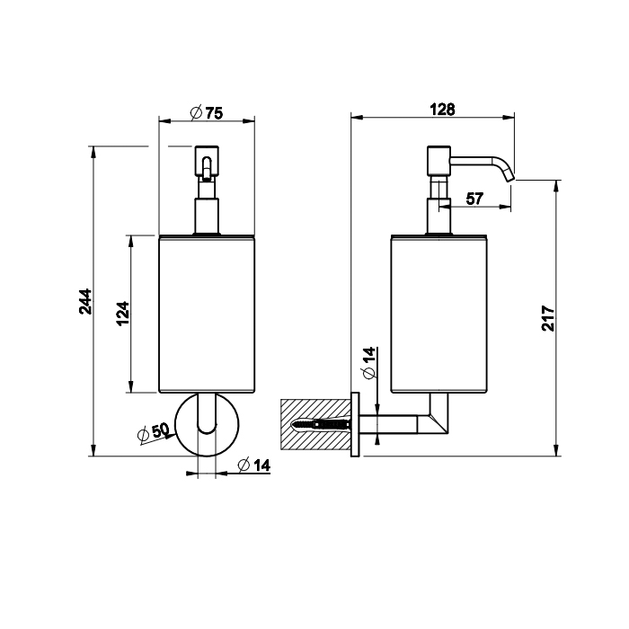 Gessi Anello дозатор для жидкого мыла настенный черный, цвет: хром - Gidratop.ru изображение