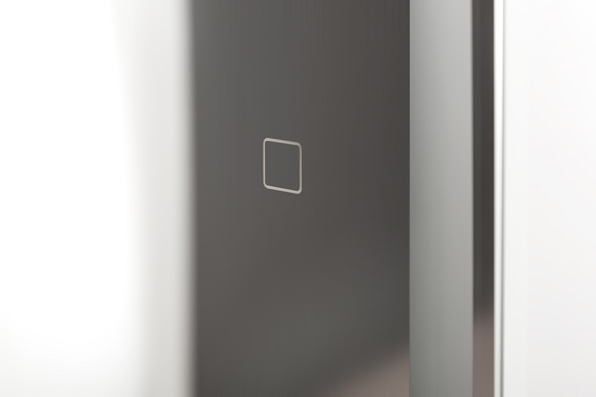 Зеркальный шкаф с одной распашной дверью, с двумя стеклянными полками, со встроенной подсветкой и сенсорным выключателем SPC-GRT-500/800-1A-LED-TCH, 12W, 220-240V, 500x800x150 - Gidratop.ru изображение