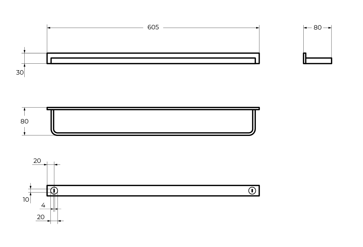 MAXIMA CZR-F-8912 Полотенцедержатель, 608х76 - Gidratop.ru изображение