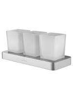 Три стакана для зубных щеток с держателем WONZON & WOGHAND LOTTE, Хром (WW-8338) - Gidratop.ru изображение