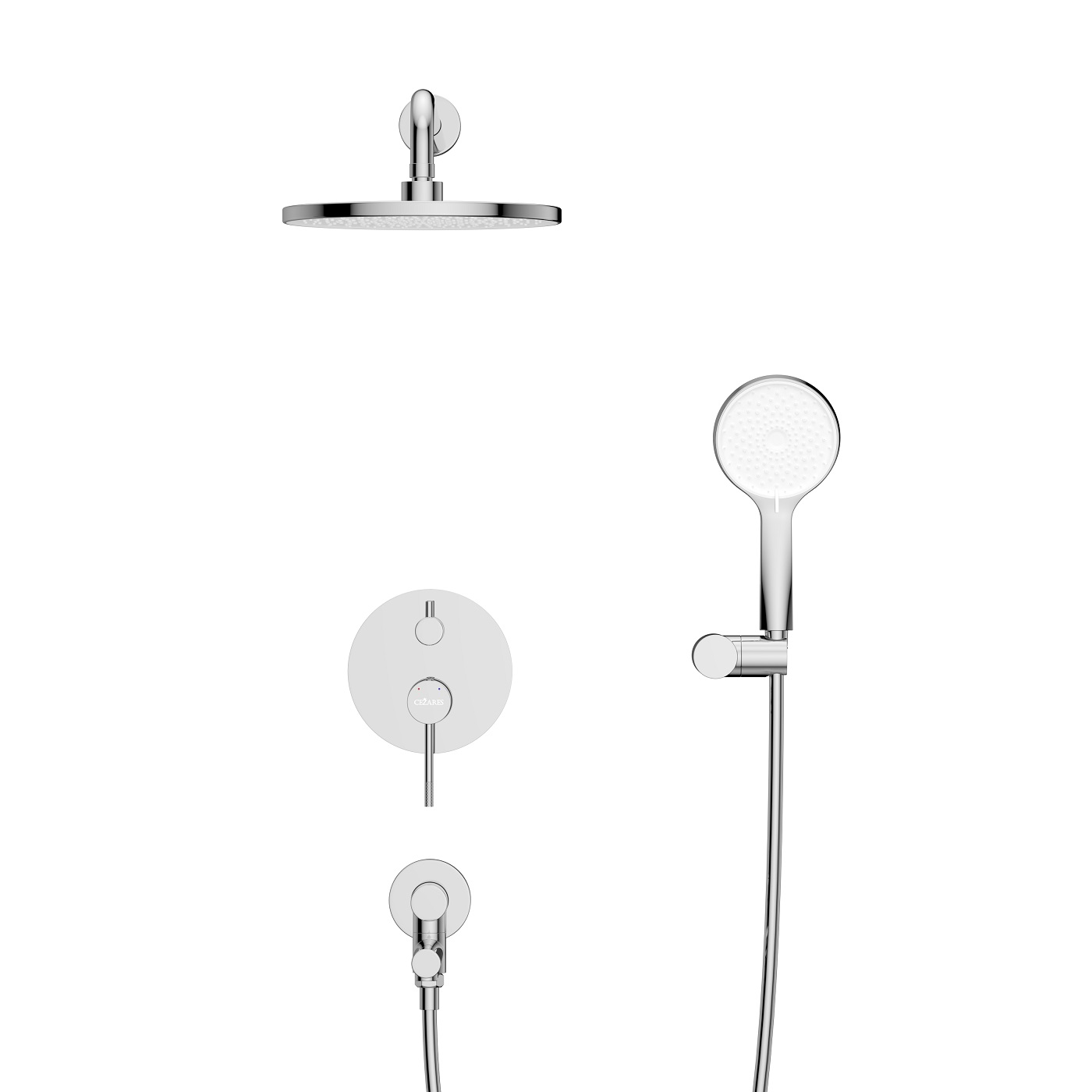 RELAX-VDSET-01 Душевой комплект встраиваемый с изливом (смеситель встраиваемый, верхний душ, ручной душ со шлангом, штуцер с держателем), хром - Gidratop.ru изображение