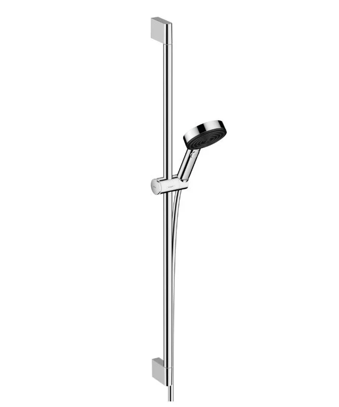 Душевой гарнитур Hansgrohe Pulsify 24170000 Select S, лейка Relaxation 3 режима, штанга 90 см, хром, диск графит - Gidratop.ru изображение