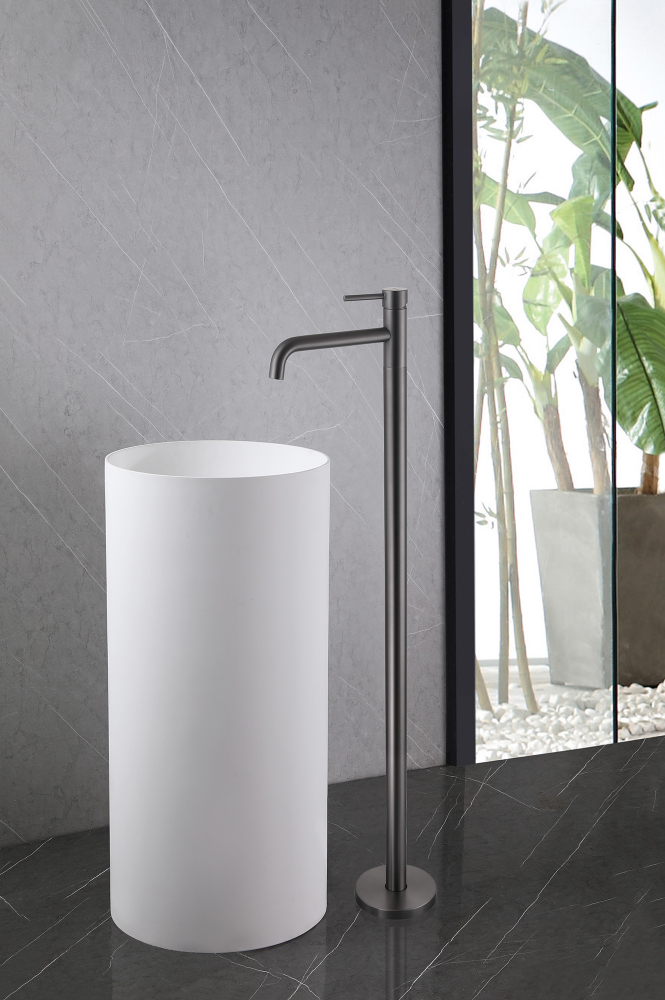 Смеситель ABBER Wasser Kreis AF8140NG напольный для раковины, никель - Gidratop.ru изображение