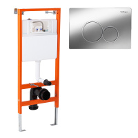 Инсталляция для подвесного унитаза в комплекте с клавишей смыва с круглыми кнопками BelBagno BB097SET.R.CR - Gidratop.ru изображение