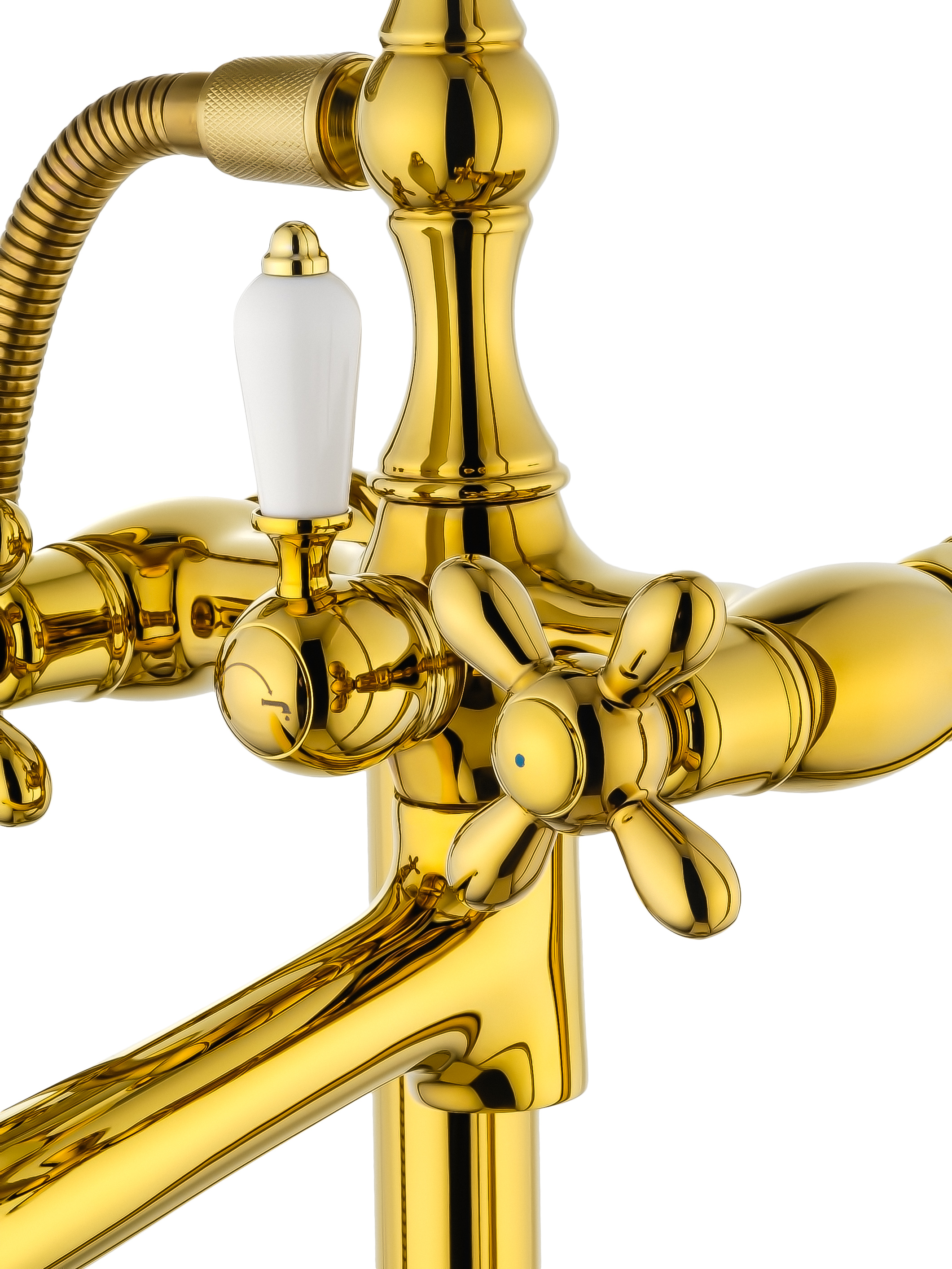 Смеситель для ванны напольного монтажа WONZON & WOGHAND RETRO, Глянцевое золото (WW-88649020-PG) - Gidratop.ru изображение