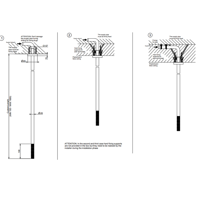 GESSI 316 излив потолочный для удаленного управления, длина под заказ(365-1900мм), цвет: brushed black metal pvd - Gidratop.ru изображение