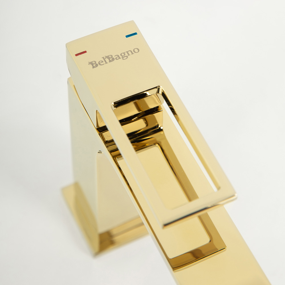 LUCE Смеситель для раковины с донным клапаном, золото LUC-LVM-ORO - Gidratop.ru изображение