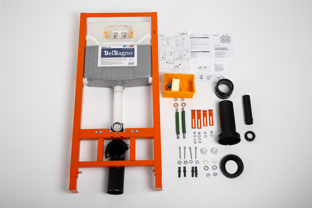Инсталляция BelBagno 120 для подвесного унитаза, 1150х500х120 мм, со смывным бачком скрытого монтажа, фронтальное управление, крепление к стене в комп - Gidratop.ru изображение