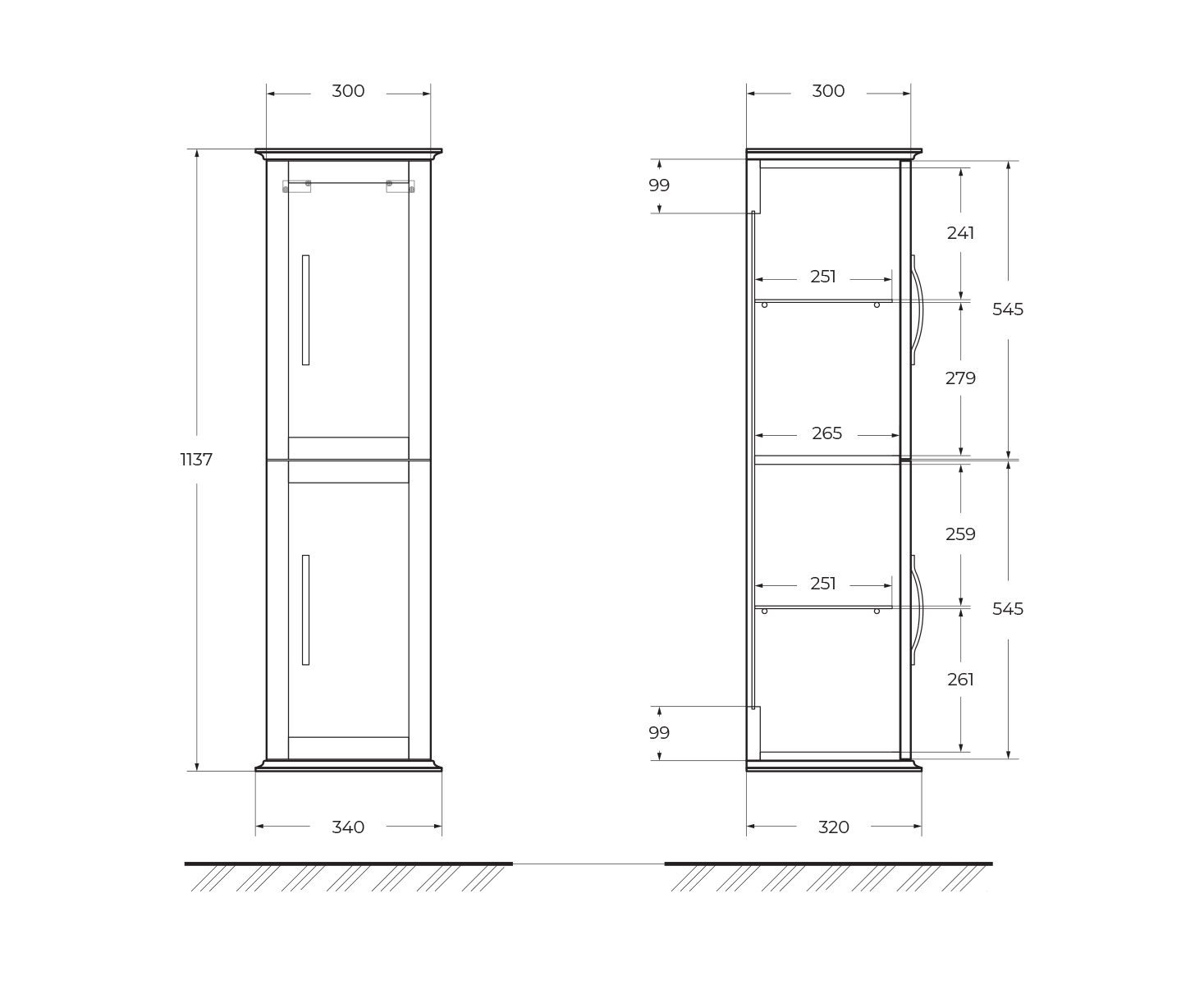 TIFFANY Колонна подвесная с двумя распашными дверцами, реверсивная 54963 Bianco opaco, 34x32x114 - Gidratop.ru изображение