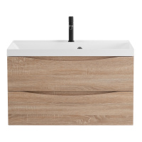 MARINO База под раковину подвесная с двумя выкатными ящиками, Rovere Bianco, 800x450x500, MARINO-800-2C-SO-WO-P - Gidratop.ru изображение