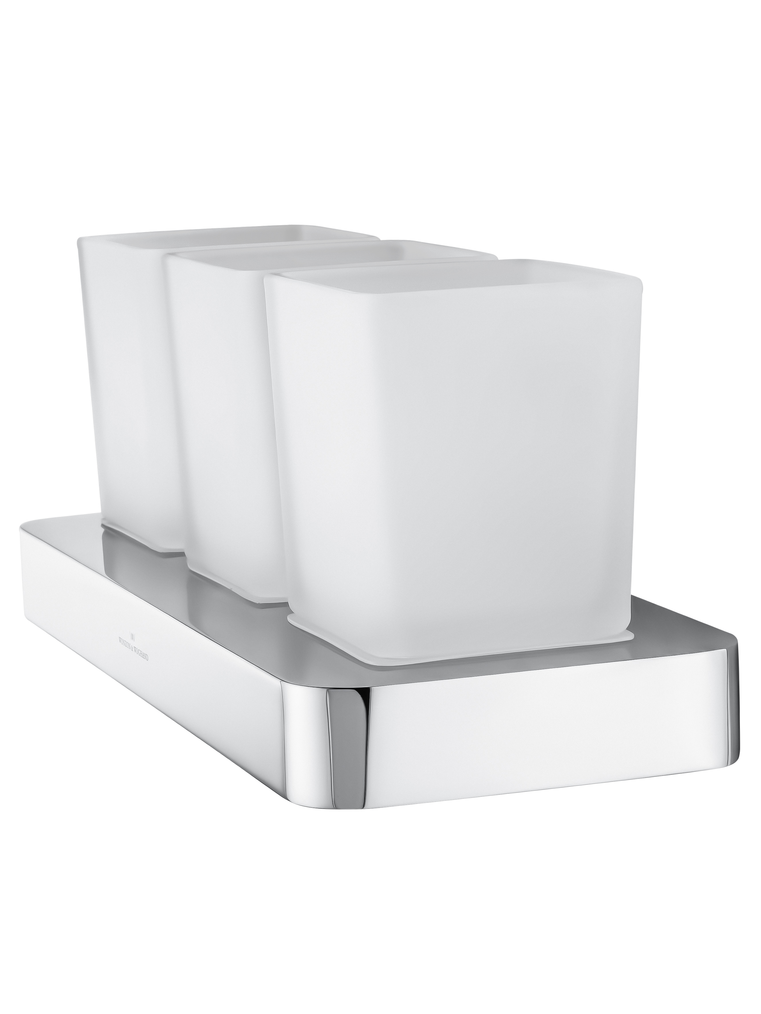 Три стакана для зубных щеток с держателем WONZON & WOGHAND LOTTE, Хром (WW-8338) - Gidratop.ru изображение