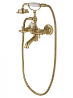 Смеситель для ванны с душем WONZON & WOGHAND RETRO, Брашированное золото (WW-88639020- BG) - Gidratop.ru изображение