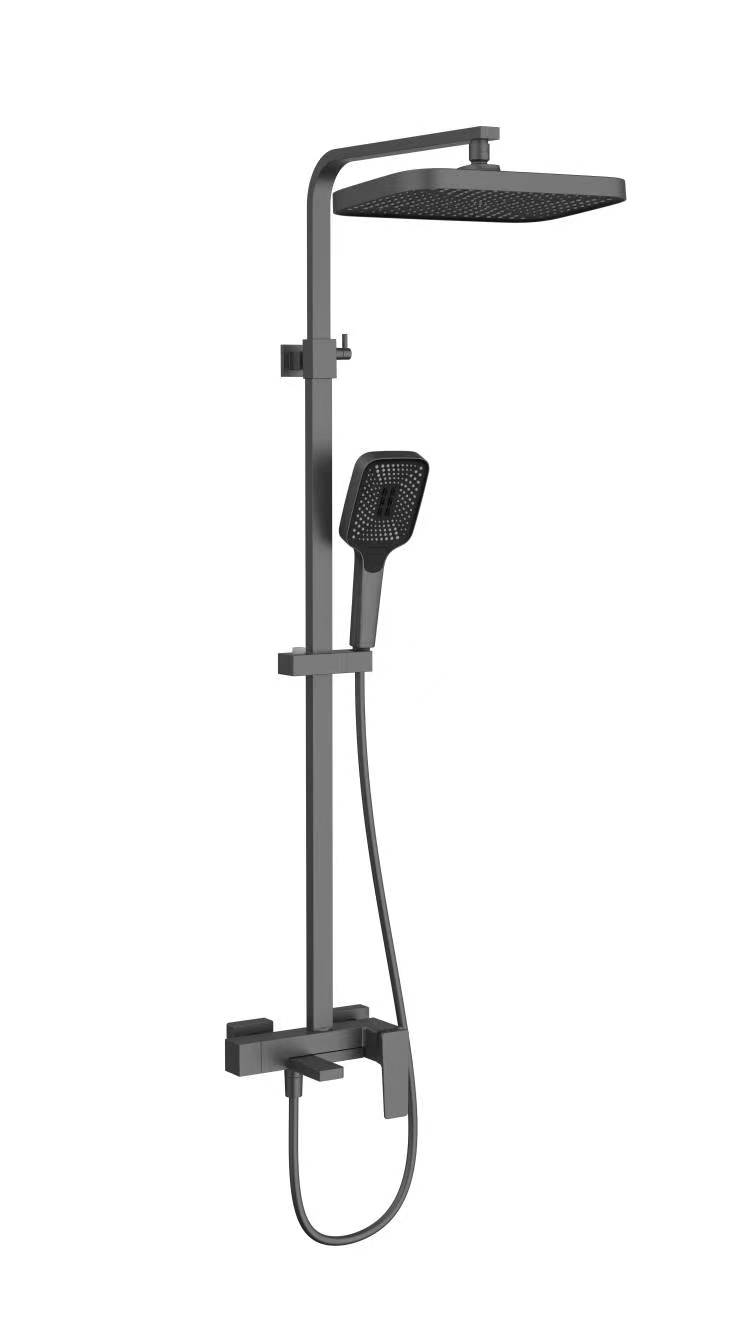 Душевая стойка Cube VSFS-4C12GM с изливом, вороненая сталь - Gidratop.ru изображение