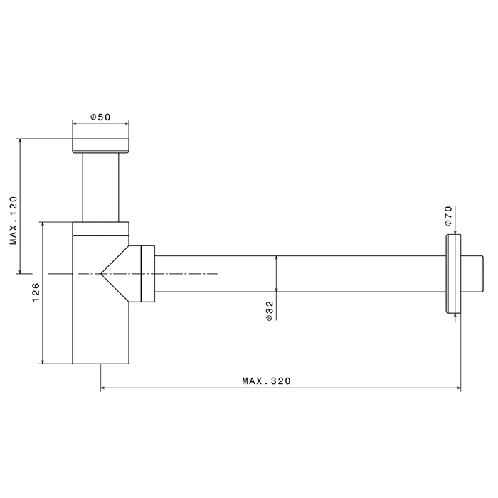 Newform X-STEEL 316 Сифон для раковины под донный клапан, L=300 мм цвет: INOX - Gidratop.ru изображение