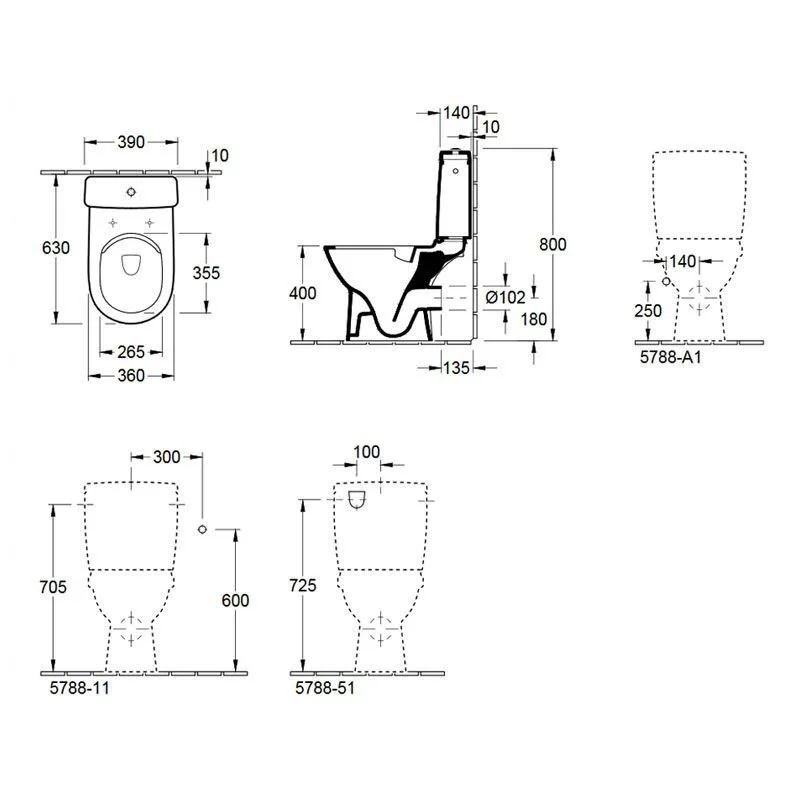 Напольный безободковый унитаз с бачком (5788 S101) Villeroy&Boch O.novo 5689 R001 - Gidratop.ru изображение
