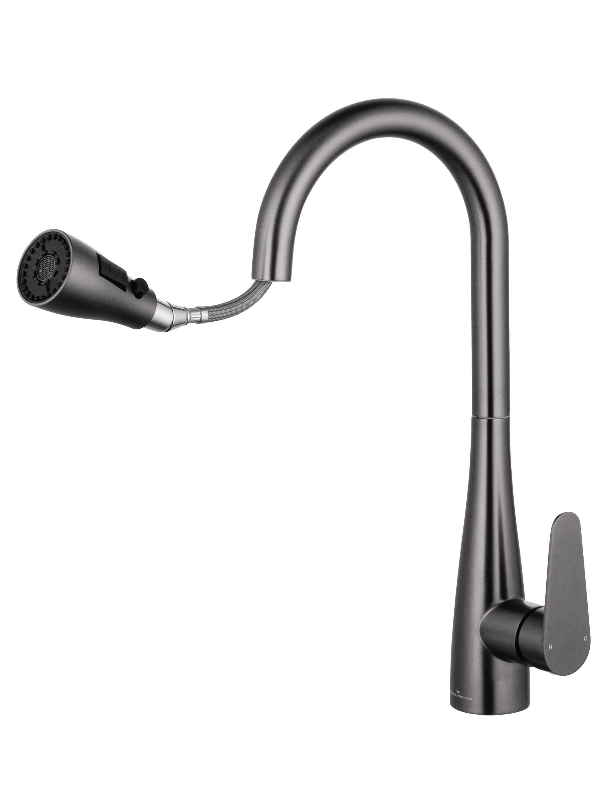Смеситель для кухни с выдвижным изливом WONZON & WOGHAND, Темный графит (WW-121E201B-BGG) - Gidratop.ru изображение