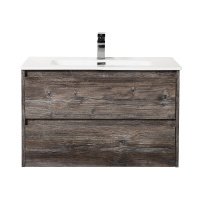 KRAFT База под раковину подвесная с фрезерованными ручками по всей длине фасада с двумя выкатными ящиками, Pino Pasadena, 800x450x500, KRAFT-800-2C-SO-PP - Gidratop.ru изображение