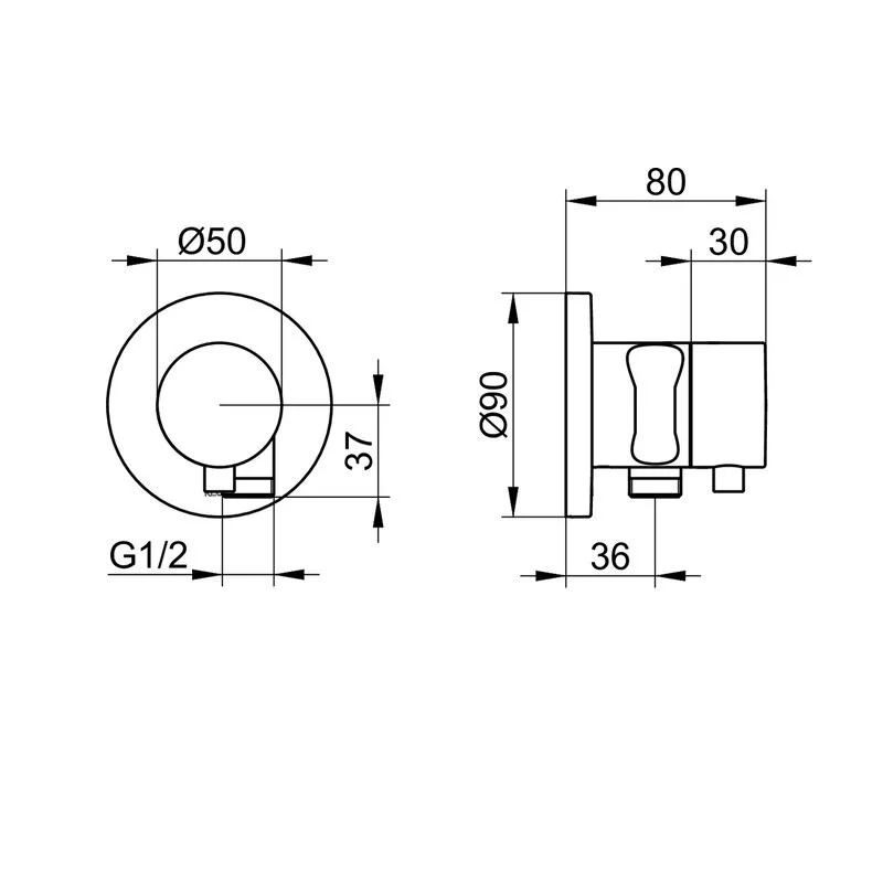 Переключатель потоков Keuco Ixmo 59556371201 на 2 потребителя, с выводом для шланга и держателем лейки, черный матовый - Gidratop.ru изображение
