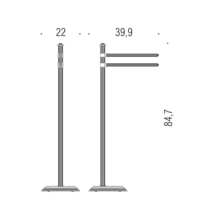 Colombo Hermitag Стойка с 2-мя полотенцедержателями, напольная, h:84,7см., цвет: PVD золото - Gidratop.ru изображение