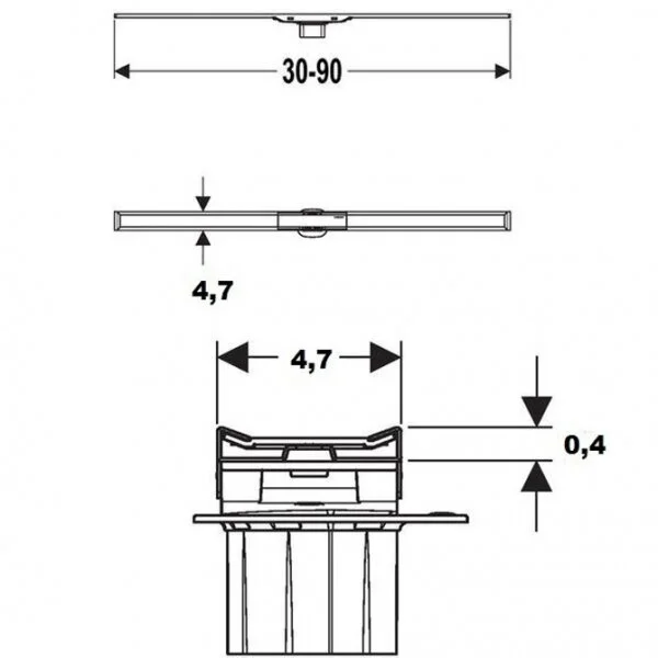 Крышка душевого канала Geberit CleanLine60 154.458.00.1, 30-90 cм, для тонкой плитки, тёмный металл/матовый металл - Gidratop.ru изображение