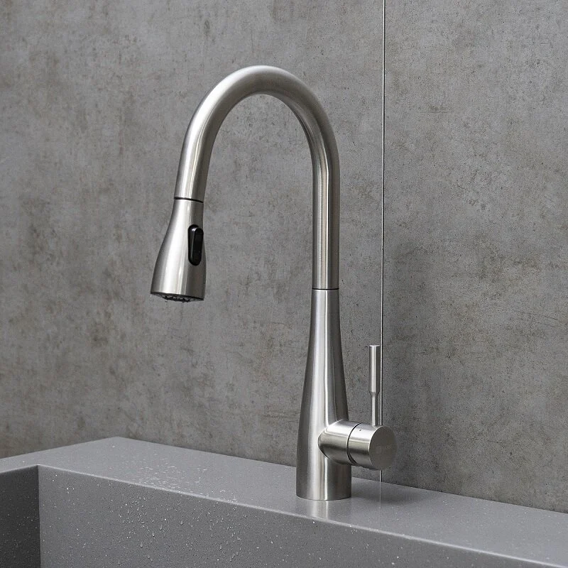 Смеситель для кухонной мойки Lemark Expert LM5084S, с выдвижным изливом, сталь - Gidratop.ru изображение