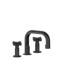 GESSI INCISO смеситель для раковины на 3 отверстия с донным клапаном, излив 140мм, h=145мм, цвет: nero XL - Gidratop.ru изображение