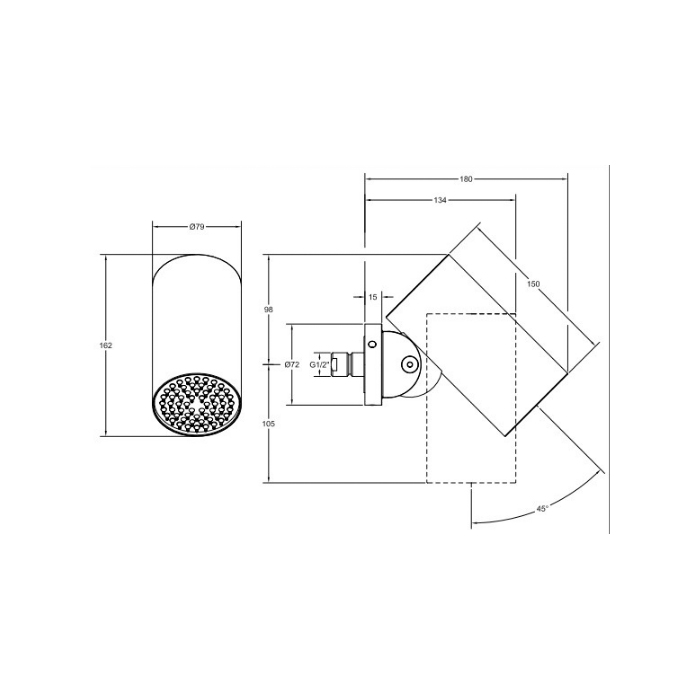Gessi Spotwater верхний душ для настенного крепления, с регулируемым углом наклона. ТРОПИЧЕСКИЙ ЛИВЕНЬ., цвет: хром - Gidratop.ru изображение