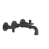 GESSI INCISO встраиваемый смеситель для раковины на 3 отверстия с изливом 210-190мм (внешние части), цвет: nero XL - Gidratop.ru изображение