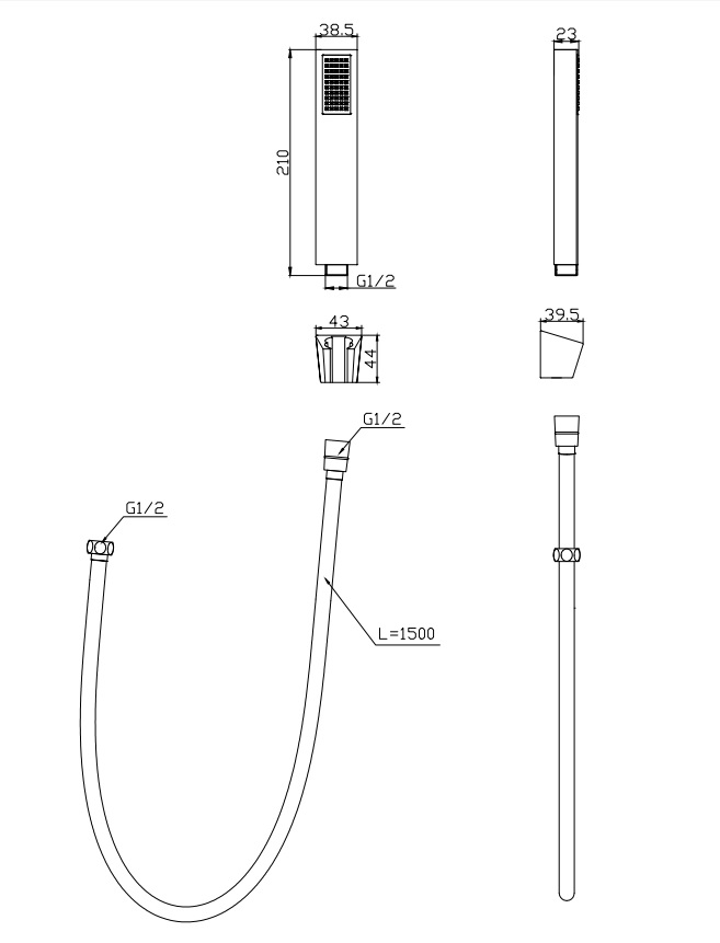 LUCE Ручной душ со шлангом и держателем, золото, LUC-DFS-ORO - Gidratop.ru изображение