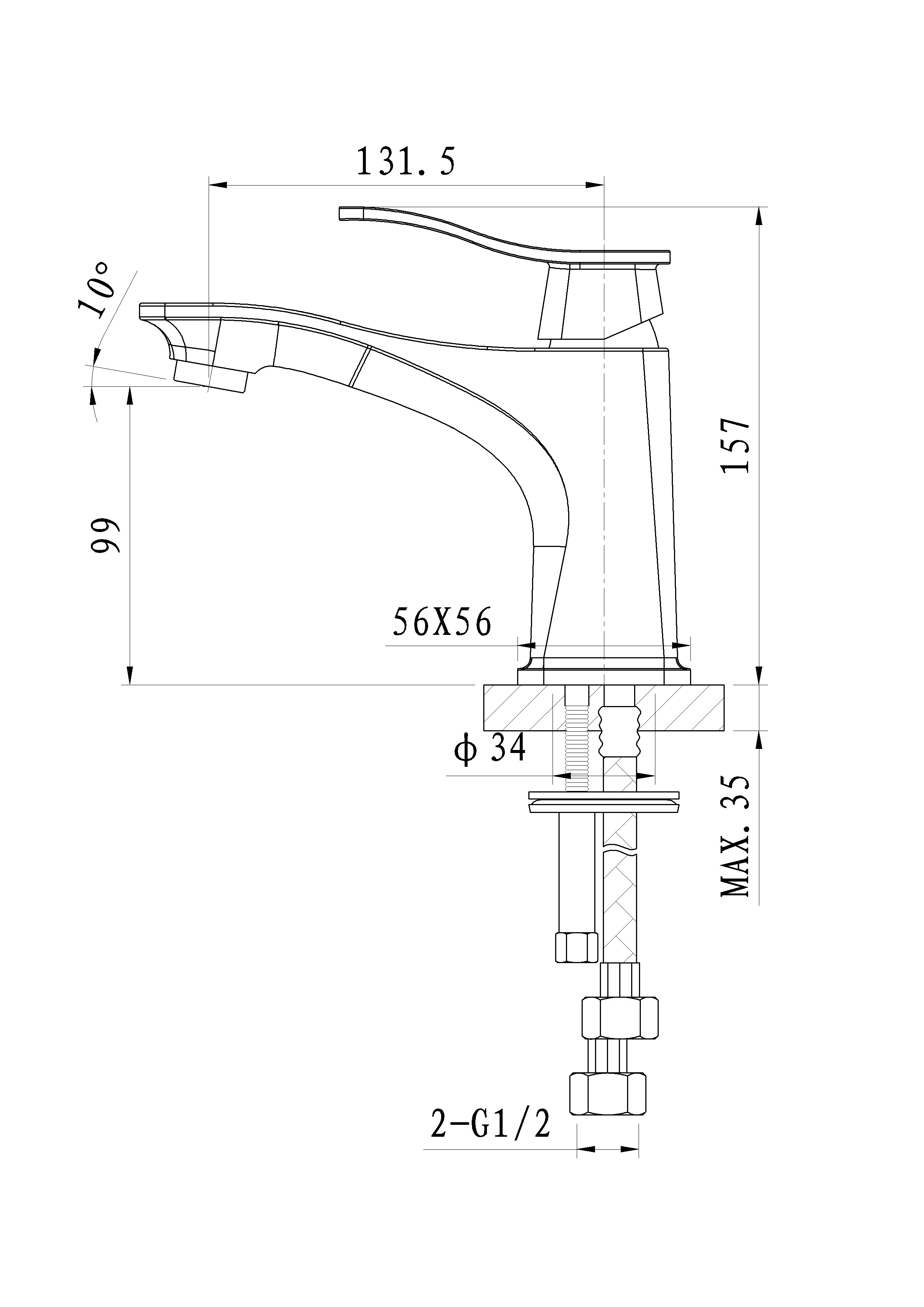 Смеситель для раковины WONZON & WOGHAND NAVIA, Хром (WW-181101-CR) - Gidratop.ru изображение