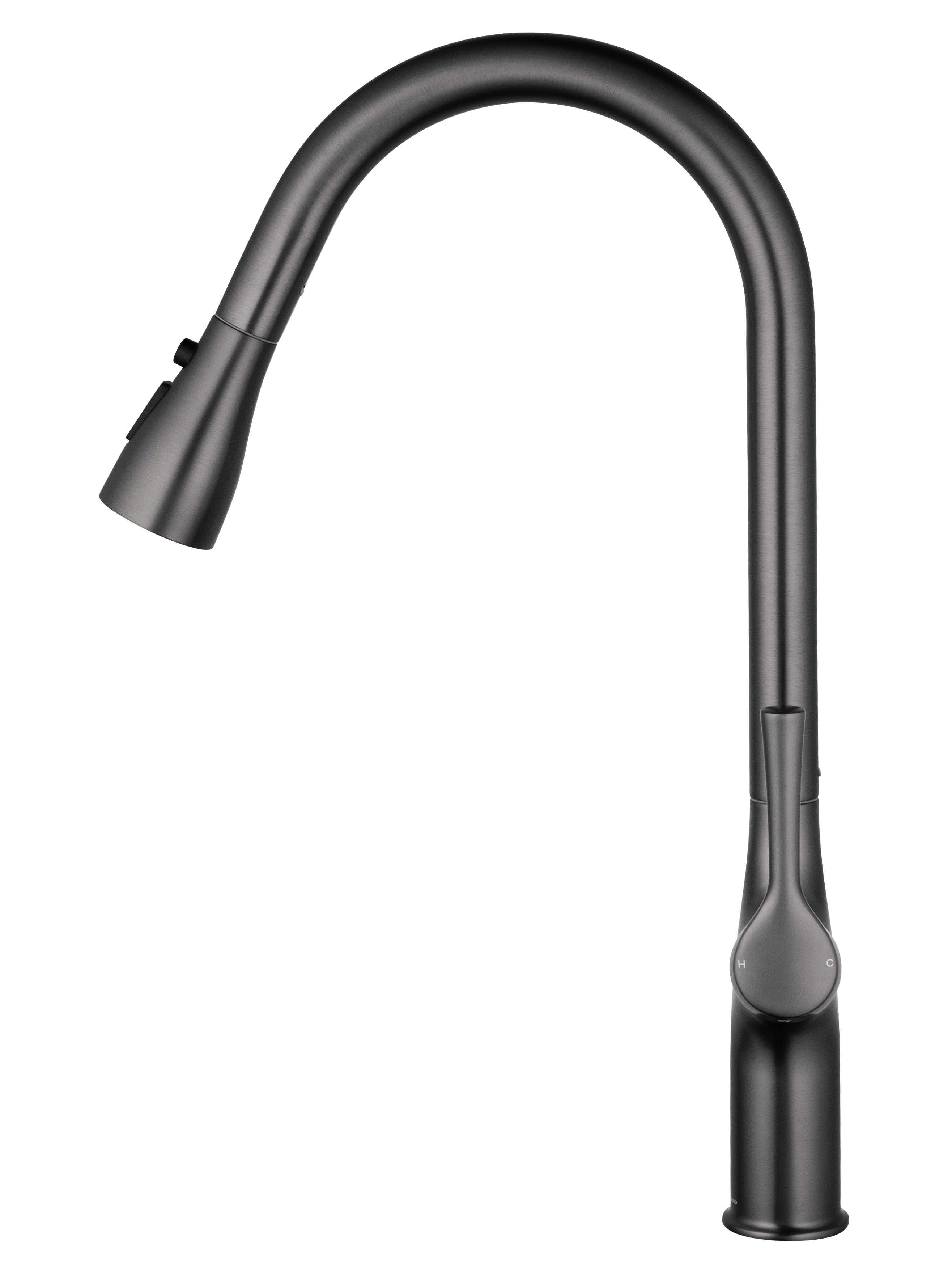 Смеситель для кухни с выдвижным изливом WONZON & WOGHAND, Темный графит (WW-AE54123-BGG) - Gidratop.ru изображение