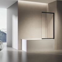 Душевая шторка на ванну VSB-6E900CLB-R, 900*1400, черный, стекло прозрачное, правая - Gidratop.ru изображение