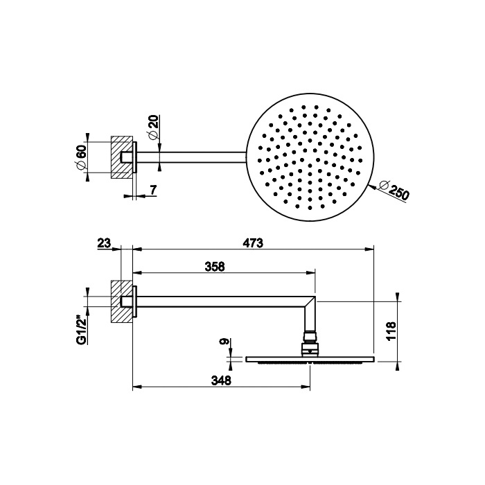 GESSI верхний душ Oslash;250 мм., с настенным держателем 348 мм., цвет warm bronze brushed pvd - Gidratop.ru изображение