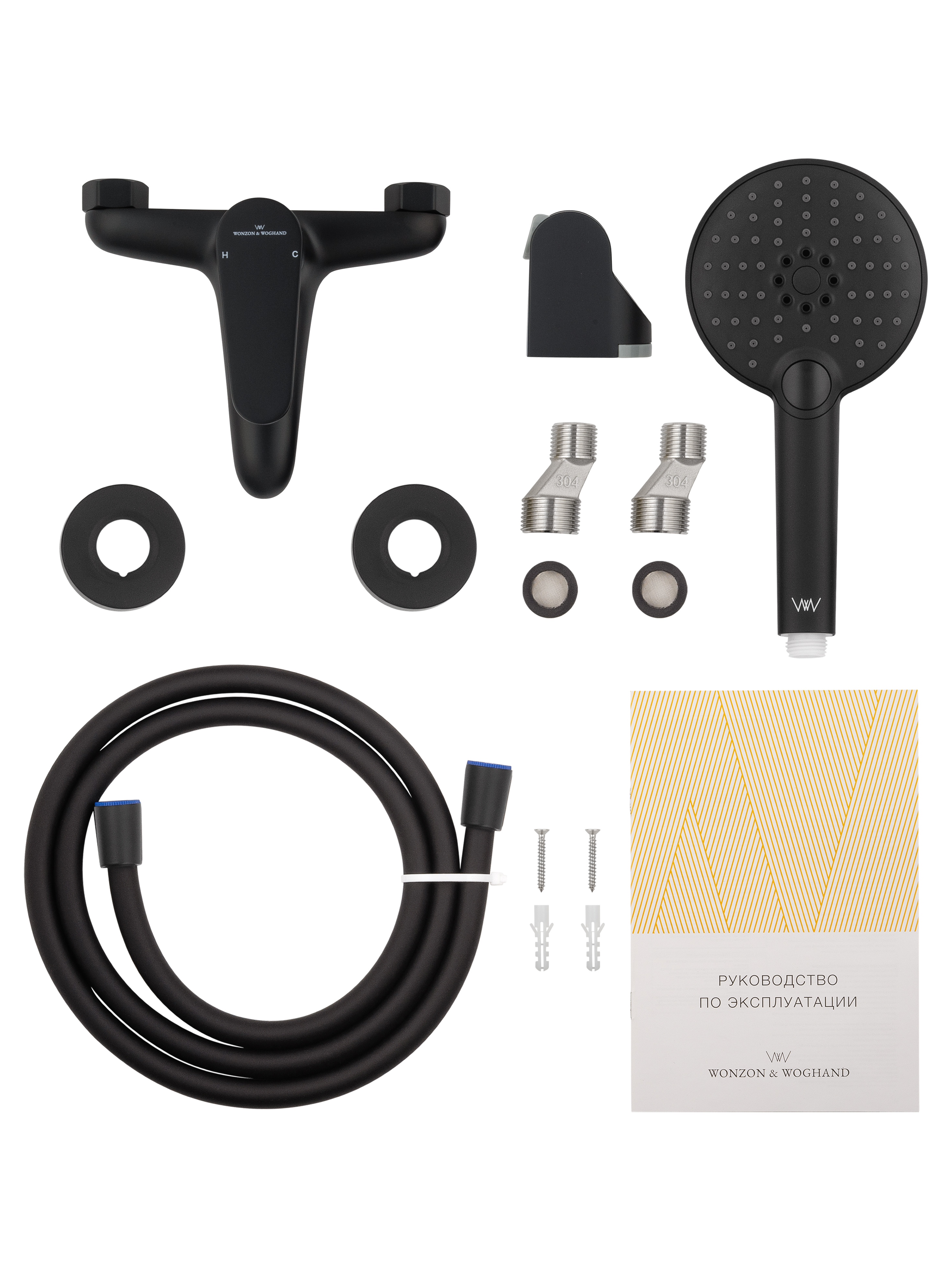 Смеситель для ванны с душем WONZON & WOGHAND ALFA, Черный матовый (WW-AE3204-MB) - Gidratop.ru изображение