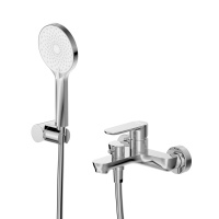 STYLUS-VD-01 Смеситель для ванны и душа однорычажный в комплекте с ручным душем, шлангом и держателем, хром - Gidratop.ru изображение