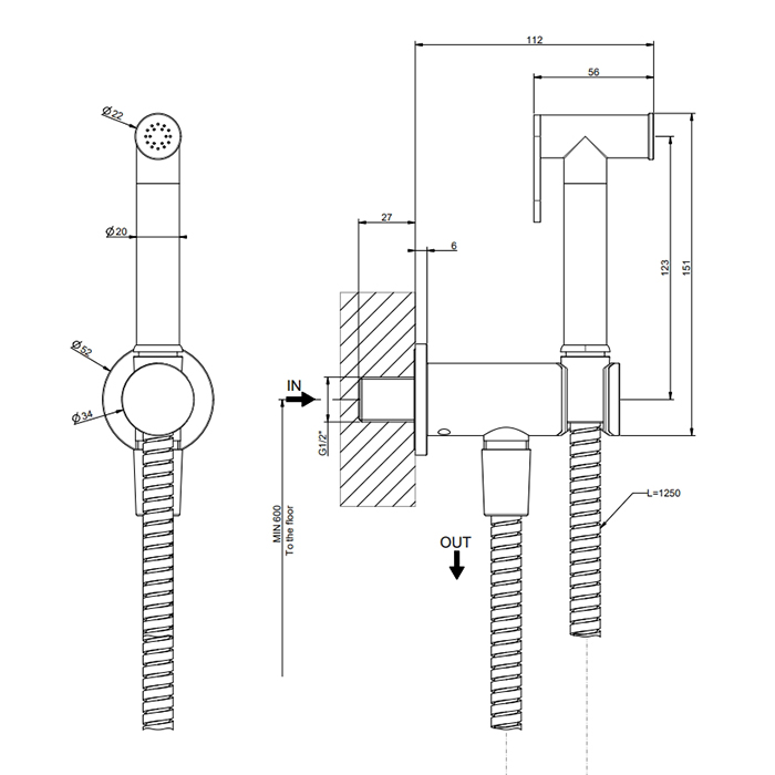 Gessi Transparenze гигиенический душ, цвет: Chrome Brushed - Gidratop.ru изображение