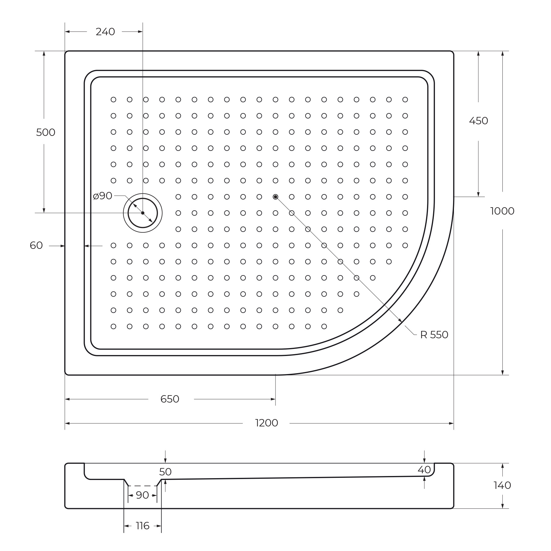 Акриловый поддон CEZARES TRAY-A-RH-120/100-550-15-W-L - Gidratop.ru изображение