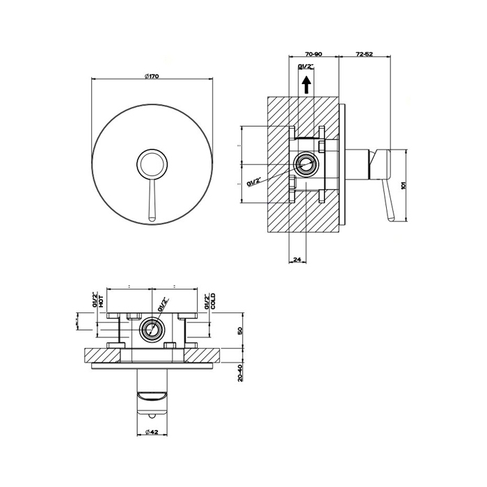 Gessi Goccia встраиваемый однорычажный смеситель(внешние части), цвет: черный - Gidratop.ru изображение