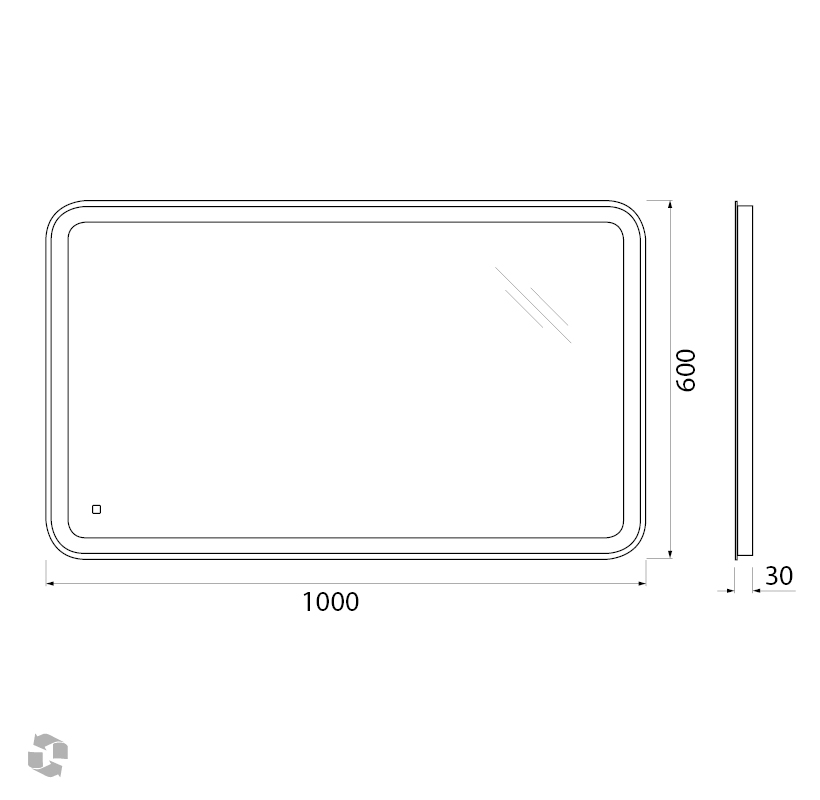 Зеркало с встроенным светильником и сенсорным выключателем SPC-MAR-1000-600-LED-TCH, 12W, 220-240V, 1000x30x600 - Gidratop.ru изображение