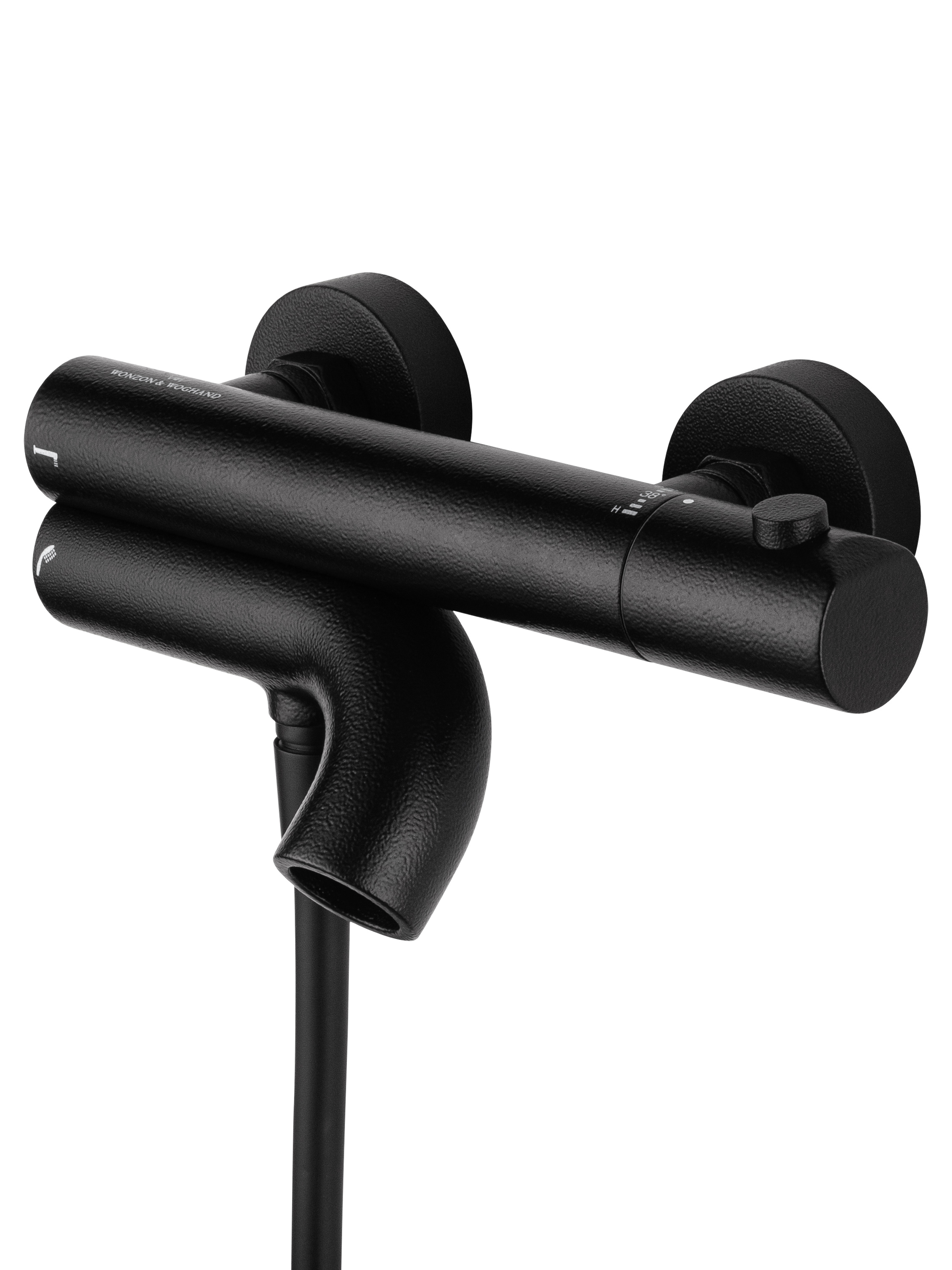 Смеситель для ванны с душевым гарнитуром и термостатом WONZON & WOGHAND LOOP, Черный матовый (WW-311-00-508) - Gidratop.ru изображение