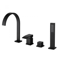 Смеситель ABBER Wasserfall AF8613B на борт ванны, черный матовый - Gidratop.ru изображение